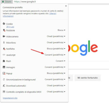 Disabilita Javascript Dal Browser